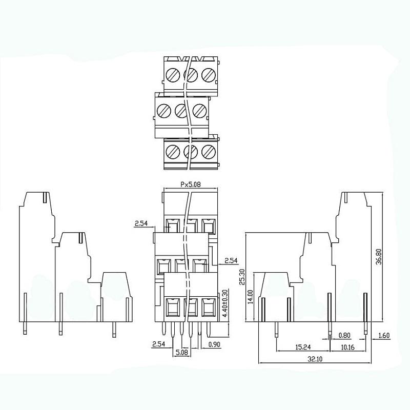  pcb mount terminal block